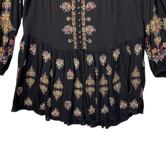 Free People | Arianna Embroidered Tunic in Black - Size small - Picture 4 of 16